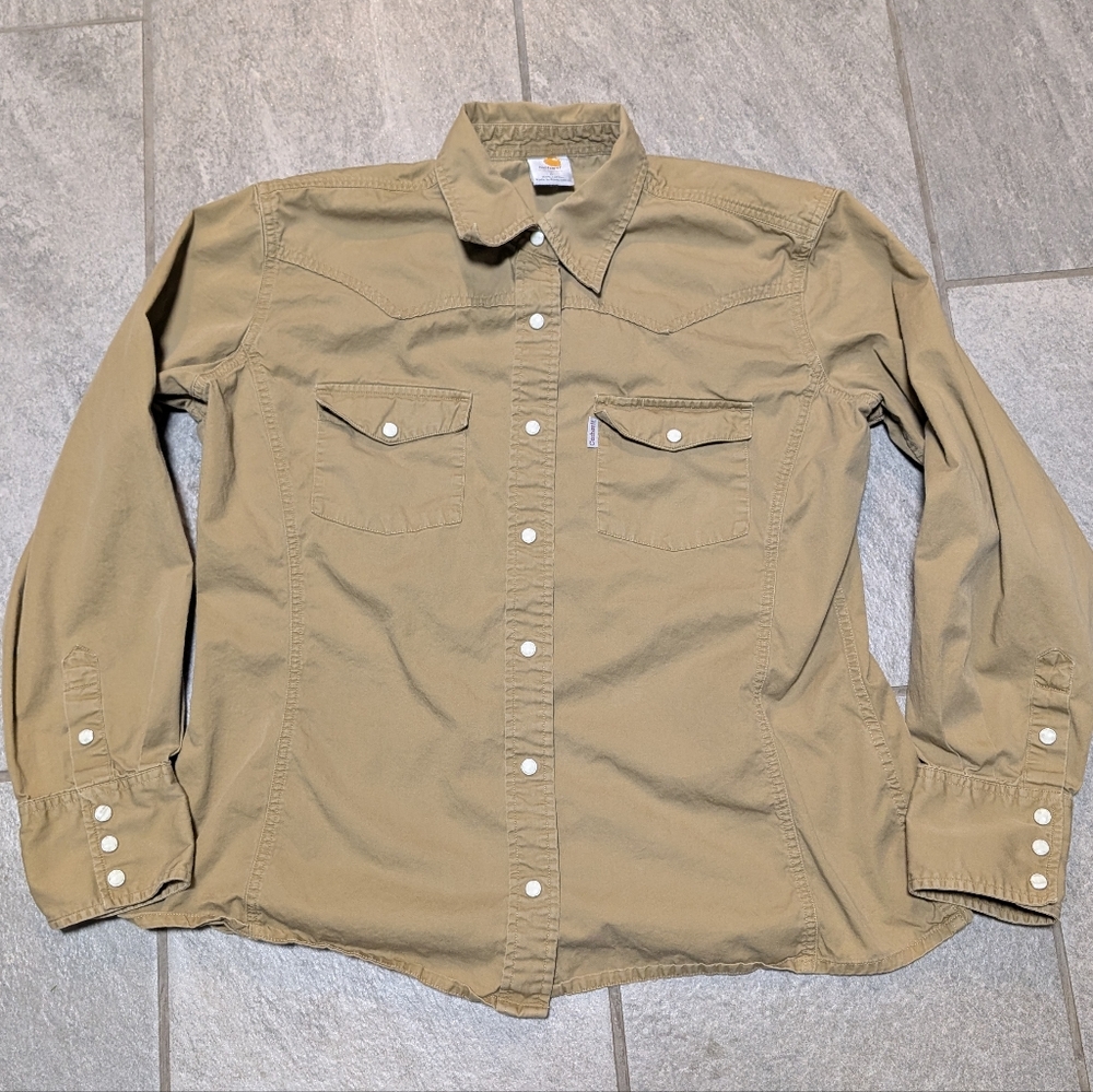 Women's Carhartt Button Up Shirt With Pearl Snap Buttons